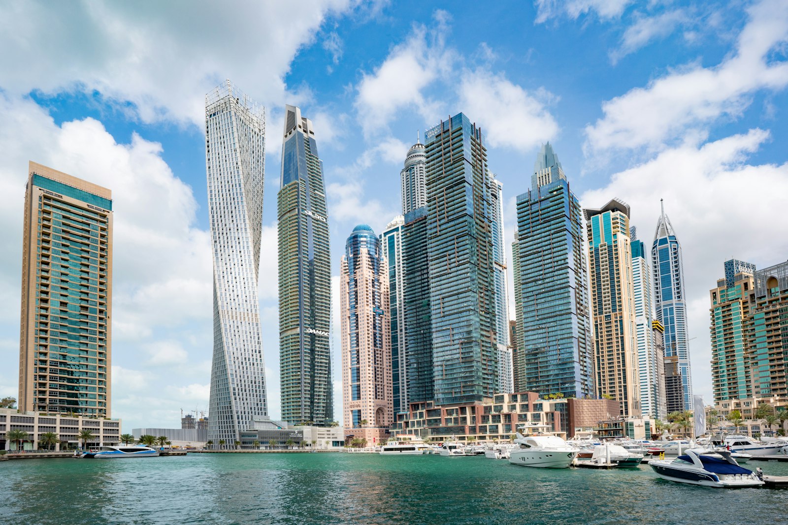 Dubai Marina towers by the water